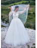 Long Sleeves Ivory Lace Tulle Modest Wedding Dress